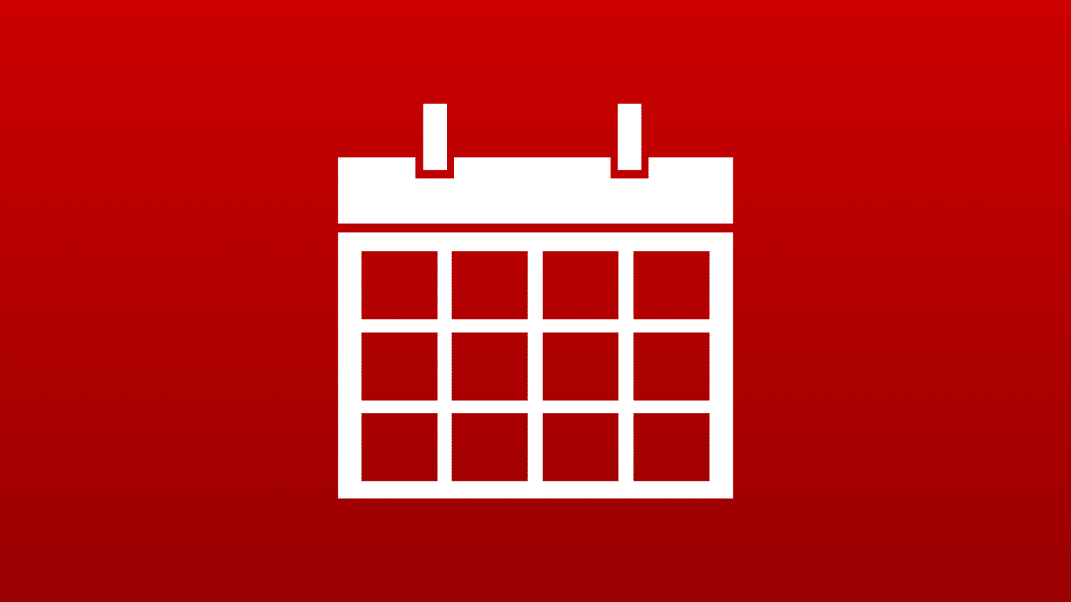 A white illustration of a calendar set against a red background